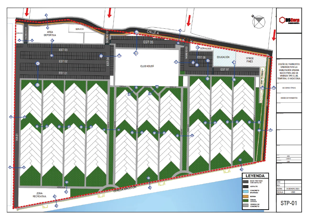 Diseño de Pavimentos Urbanos para la Habilitación Urbana Nueva, para uso de Vivienda, Tipo CLUB