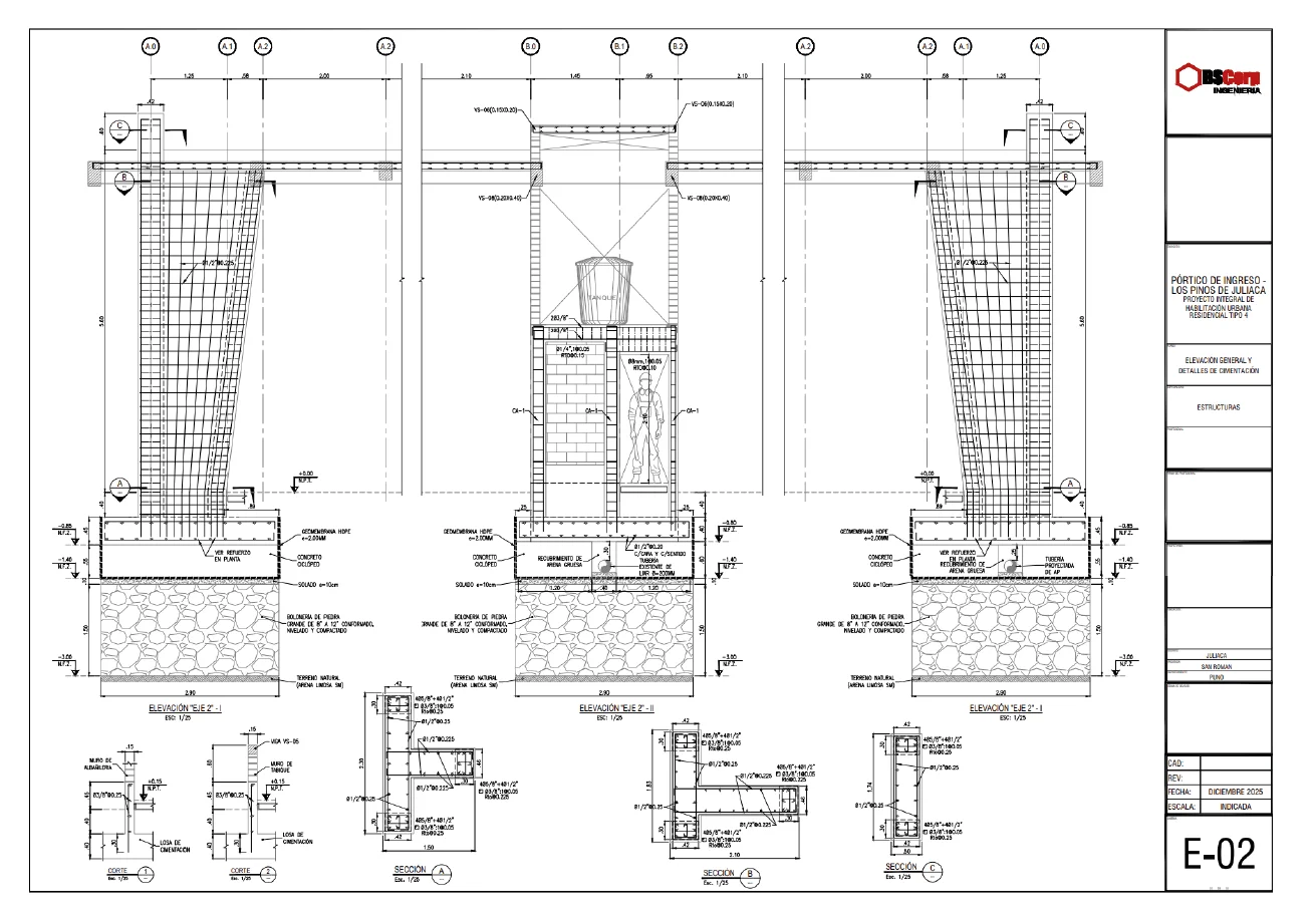 Pórtico de Ingreso - Los Pinos de Juliaca, Proyecto Integral de Habilitación Urbana Residencial Tipo 4 - 2025